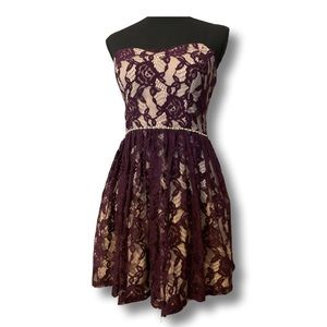 Jodi Kristopher strapless lace dress